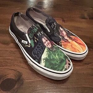 Vans Slip-On Billie Eilish Graffiti Graphic Shoes Mens 8.5 Womens 10 Black Bold